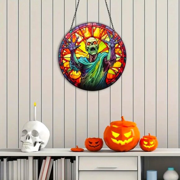 Zombie Suncatcher Halloween Evil Dead Creepy Spooky Scary Horror In/Outdoor - Picture 2 of 4